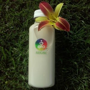 Almond, dates, and vanilla bean drink. Absolutely delicious. at Auraganic in Chino