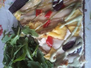 Raw vegan pizza  at Auraganic in Chino