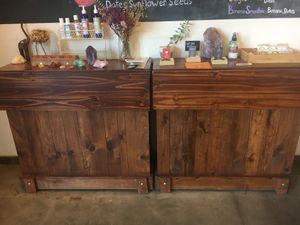 Table full of crystals and other things at Auraganic in Chino