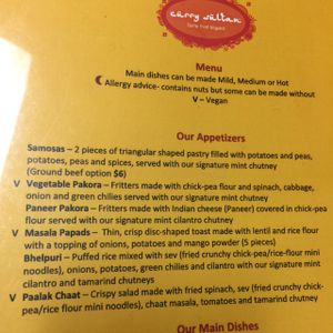 Menu at Curry Sultan in Humble