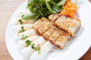Rice Noodle Rolls with Meat Substitude (KyTofu) & Herbs only VND 70k at Royal Sai Gon  in Ho Chi Minh City