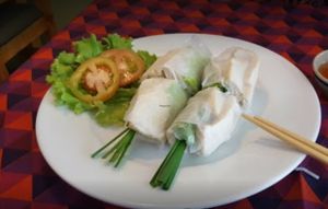 Goi Cuon Chay - Fresh Spring Roll with Rice Vermicelli, Herbs, Tofu & Vegetarian Nuoc Mam Sauce only VND 30k at Royal Sai Gon  in Ho Chi Minh City