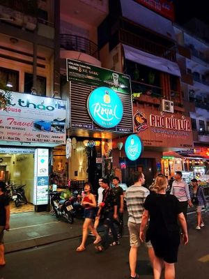 Our green shiny round sign  at Royal Sai Gon  in Ho Chi Minh City