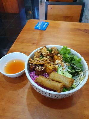 Vegan rice noodle bowl ,can be made in combo with kombucha/beer at Royal Sai Gon  in Ho Chi Minh City