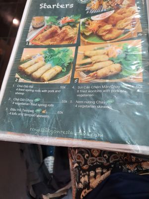 Menu at Royal Sai Gon  in Ho Chi Minh City