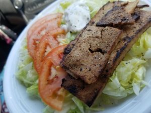TBLT on bed of lettuce at Hunter's Brewing in Chesterton