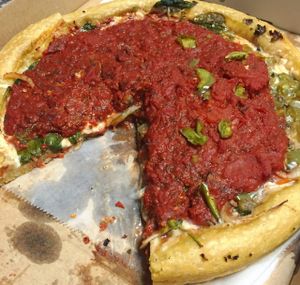 Veggie Chicago deep dish pizza with vegan cheese.  at Cappy's Pizzeria - Seminole Heights in Tampa