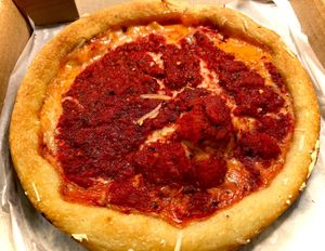 just a plain old deep dish vegan pizza. Nice folks at the Seminole Heights location.. at Cappy's Pizzeria - Seminole Heights in Tampa