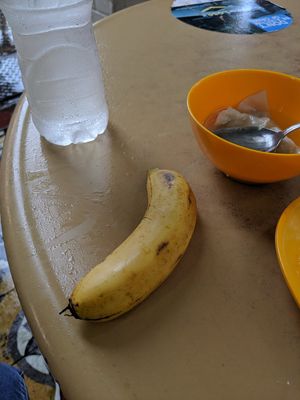 They even brought me a little banana :) at Shang De Vegetarian in Central Singapore