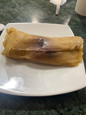 Tamale in a banana leaf (it’s removed before serving )  at Naturlandia in Lima