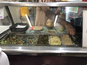 Toppings bar. at Falafel Banin Johnny in Tel Aviv