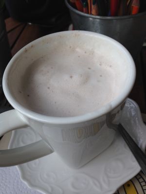 Chai tea with almond milk at RAW in Bogota