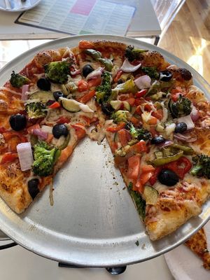 Garden veggie pizza at Veggie Crust in Somerville