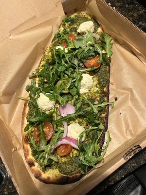Flatbread (ask to sub out the mozz for the almond-based whatever-it-is that’s basically the same)  at True Food Kitchen - W Ave in Austin
