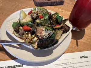 Brussels spots with a lil bit of heat! Super good!   at True Food Kitchen - W Ave in Austin