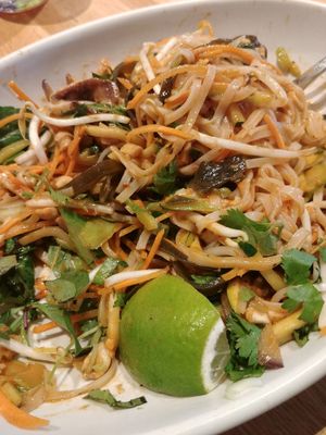 Cashew pad thai. This was SPICY! I was unaware as I am not a spice person. I shoved it down, but my mouth was on fire. at True Food Kitchen - W Ave in Austin