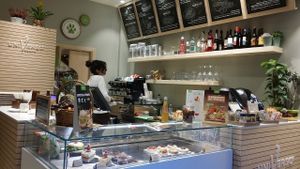 Inside the restaurant at Universo Vegano in Bologna