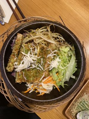 Crispy tofu with rice at 36 Pho Co in Weimar