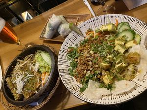 Crispy tofu with noodles and nuts at 36 Pho Co in Weimar