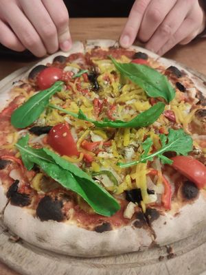 Pizza with tofu at Rokka in Antalya