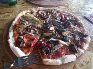 one of their vegan pizzas at Rokka in Antalya