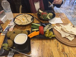 Hummus, falafel, tabbouleh   at Rokka in Antalya