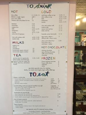 menu at Lagusta's Luscious Cafe in New Paltz