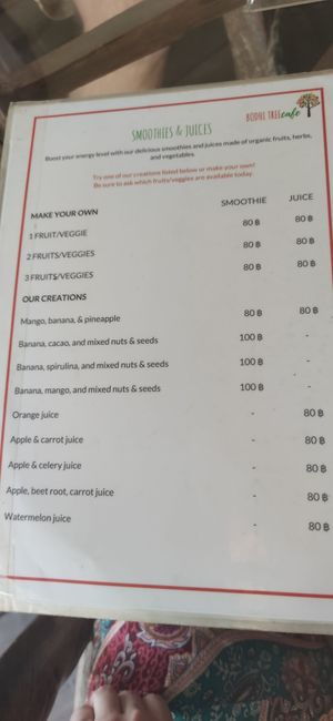 Smoothies at Bodhi Tree Cafe in Chiang Mai