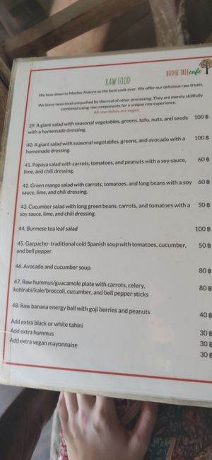 Salads/raw food at Bodhi Tree Cafe in Chiang Mai