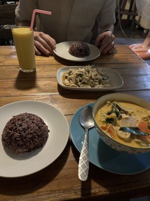Rice and mango smoothie too   at Bodhi Tree Cafe in Chiang Mai
