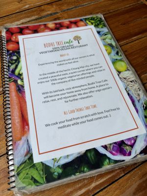 Menu  at Bodhi Tree Cafe in Chiang Mai
