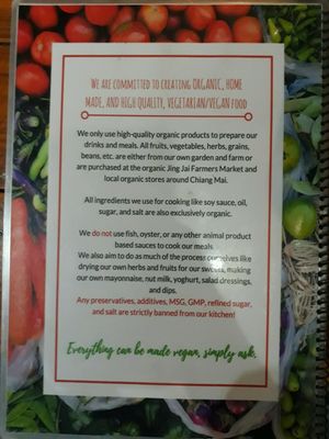 Menu at Bodhi Tree Cafe in Chiang Mai