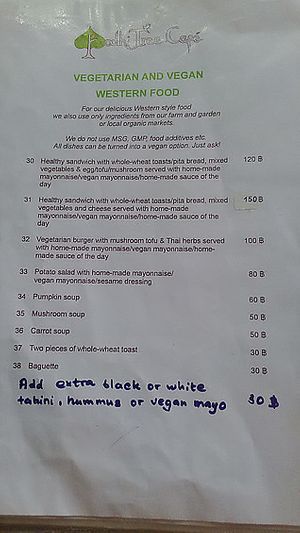 Menu Selection at Bodhi Tree Cafe in Chiang Mai