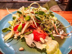 Delicious cucumber salad with lime dressing at Bodhi Tree Cafe in Chiang Mai