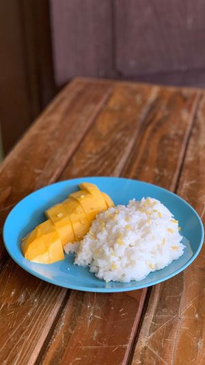 Mango sticky rice  at Bodhi Tree Cafe in Chiang Mai