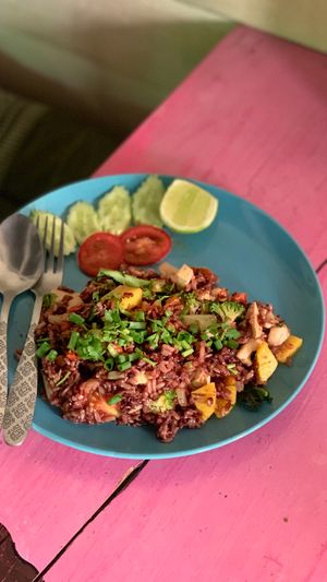 Pineapple fried rice at Bodhi Tree Cafe in Chiang Mai