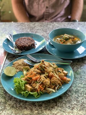 Pad Thai and Penang Curry at Bodhi Tree Cafe in Chiang Mai