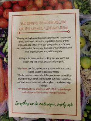 Menu at Bodhi Tree Cafe in Chiang Mai