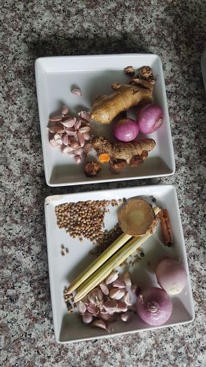 The spices for massaman and khao soi at Bodhi Tree Cafe in Chiang Mai