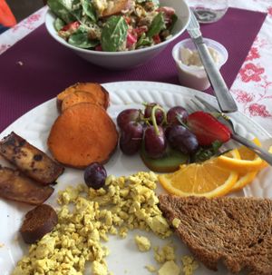 so good couldn't wait to start eating! at La Bette a Cath in Notre Dame Du Portage