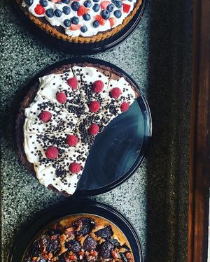 Vegan pies at Barbarella Arkade in Ljubljana