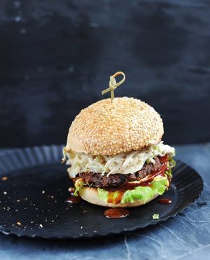 Vegan BBQ Cheeseburger at Barbarella Arkade in Ljubljana