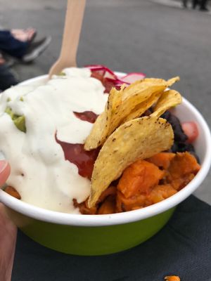 Taco rice bowl at Barbarella Arkade in Ljubljana