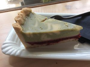 A superb matcha cheesecake  at Barbarella Arkade in Ljubljana