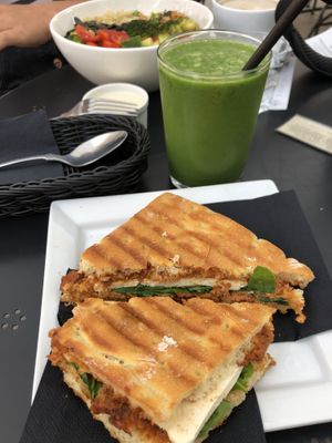 Sandwich and green detox smoothie  at Barbarella Arkade in Ljubljana