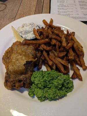 Tempeh fish & chips at The Angel Microbrewery in Nottingham
