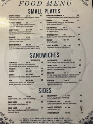 Menu at The Angel Microbrewery in Nottingham