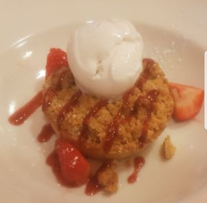 Raspberry & Apple Crumble at Robinson's Bistro in Belfast