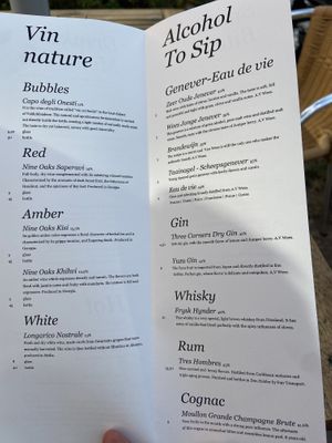 Alcohol menu Aug 2022 at Mediamatic ETEN in Amsterdam