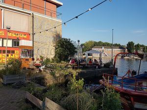 outdoor seating on the side at Mediamatic ETEN in Amsterdam